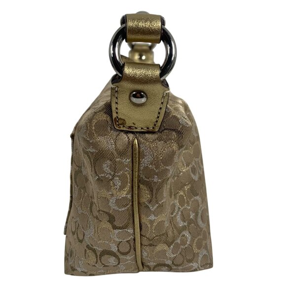 COACH Mini Signature Optic Lurex 40958 Shoulder Handbag Gold/Silver NO Tag EUC - Picture 2 of 13